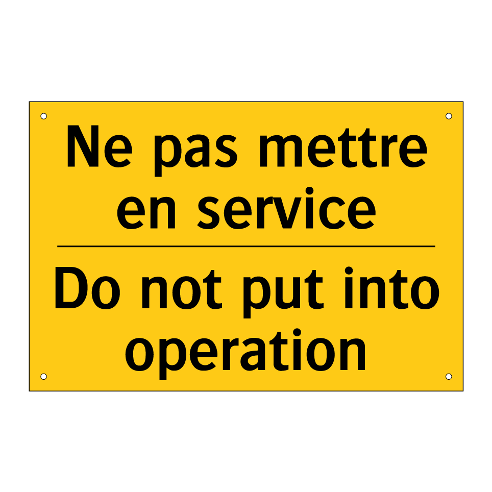 Ne pas mettre en service - Do not put into operation