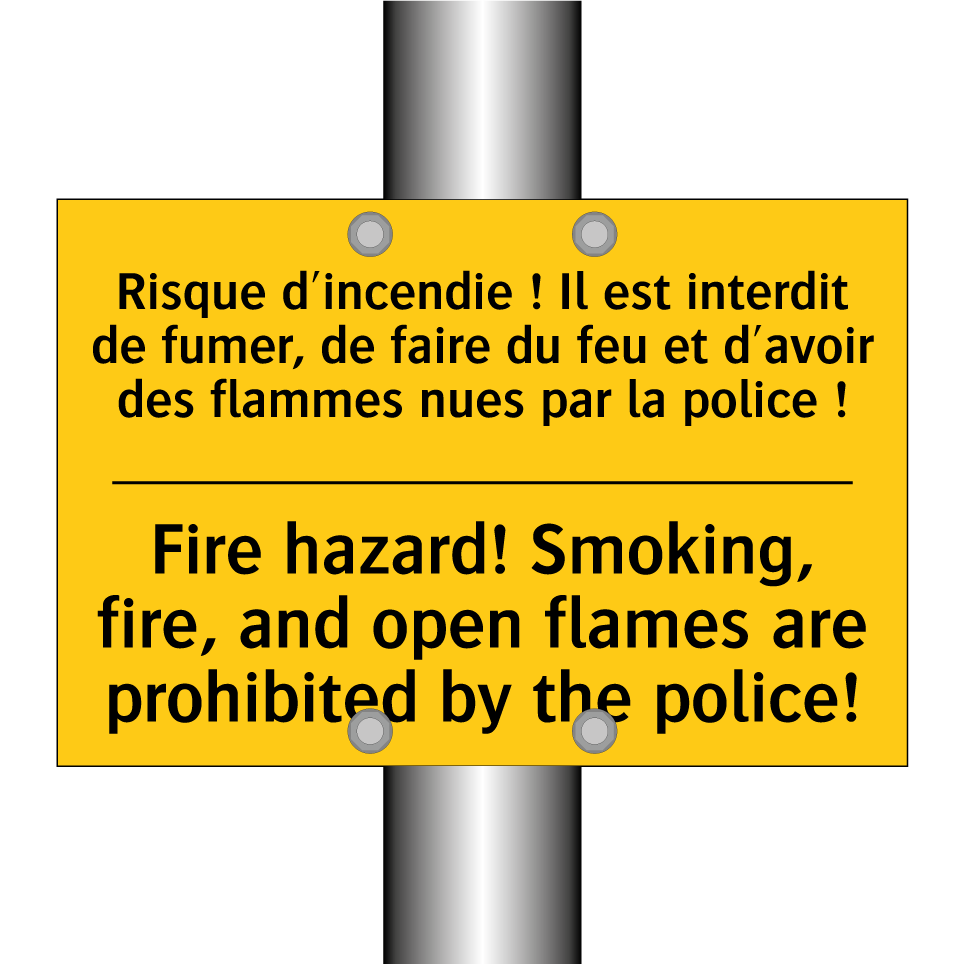 Risque d'incendie ! Il est interdit  /.../ - Fire hazard! Smoking, fire, and  /.../