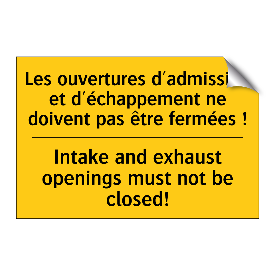 Les ouvertures d'admission et  /.../ - Intake and exhaust openings must  /.../