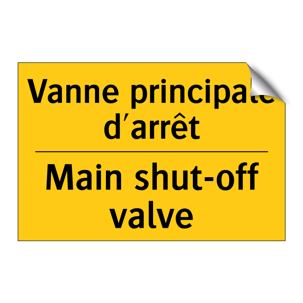 Vanne principale d'arrêt - Main shut-off valve