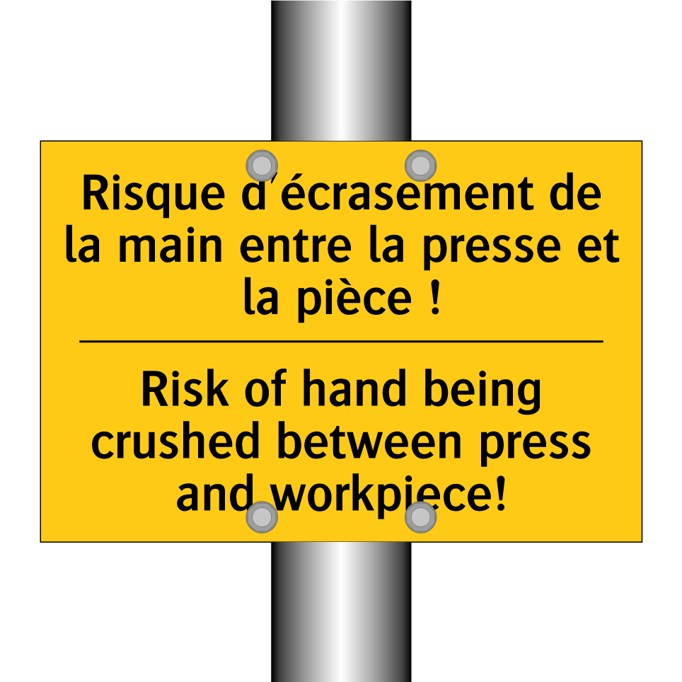 Risque d'écrasement de la main  /.../ - Risk of hand being crushed between  /.../
