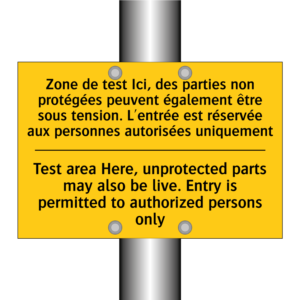Zone de test Ici, des parties  /.../ - Test area Here, unprotected parts  /.../
