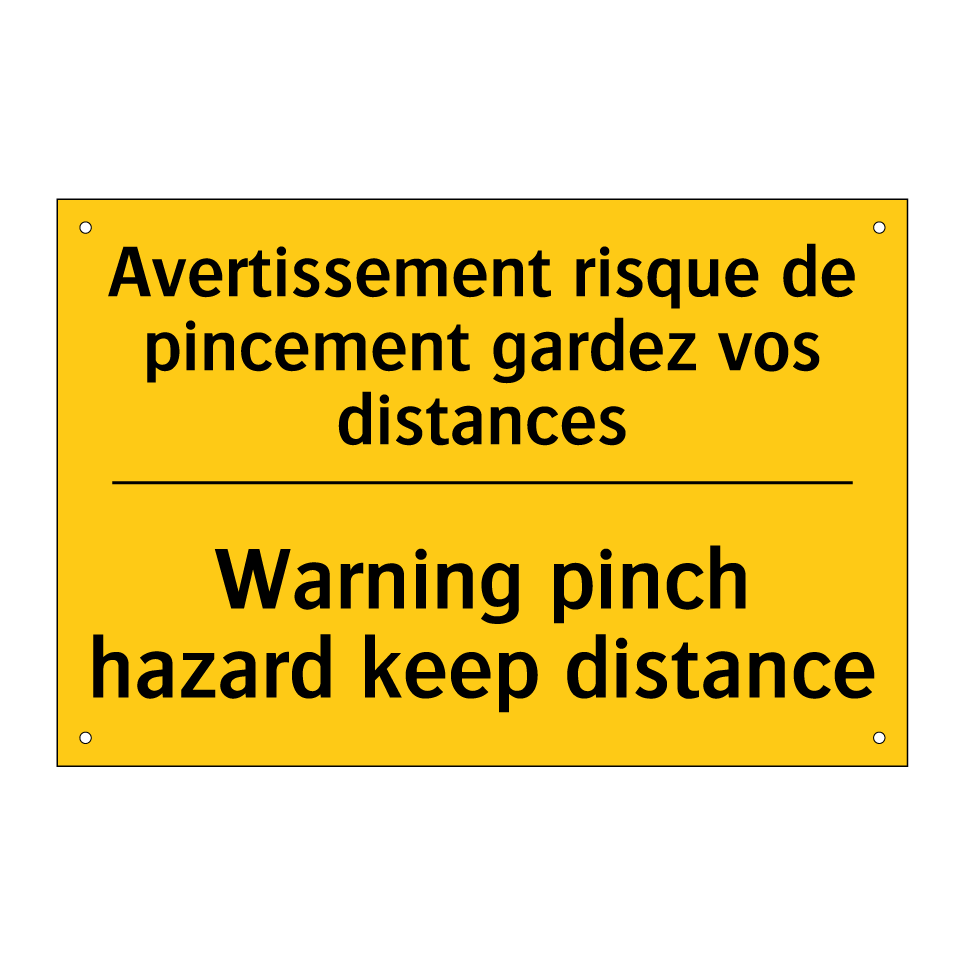 Avertissement risque de pincement  /.../ - Warning pinch hazard keep distance /.../