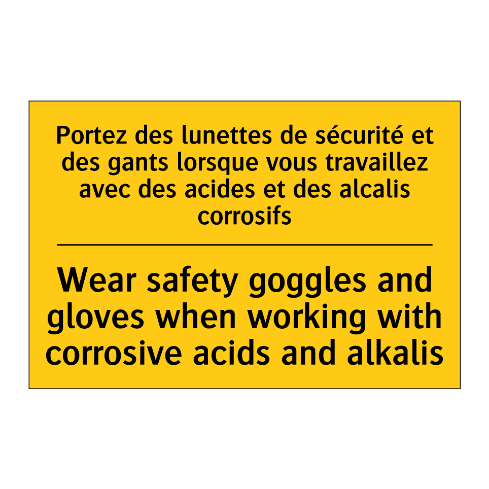 Portez des lunettes de sécurité  /.../ - Wear safety goggles and gloves  /.../