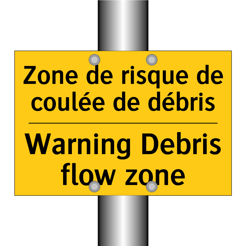 Zone de risque de coulée de débris /.../ - Warning Debris flow zone
