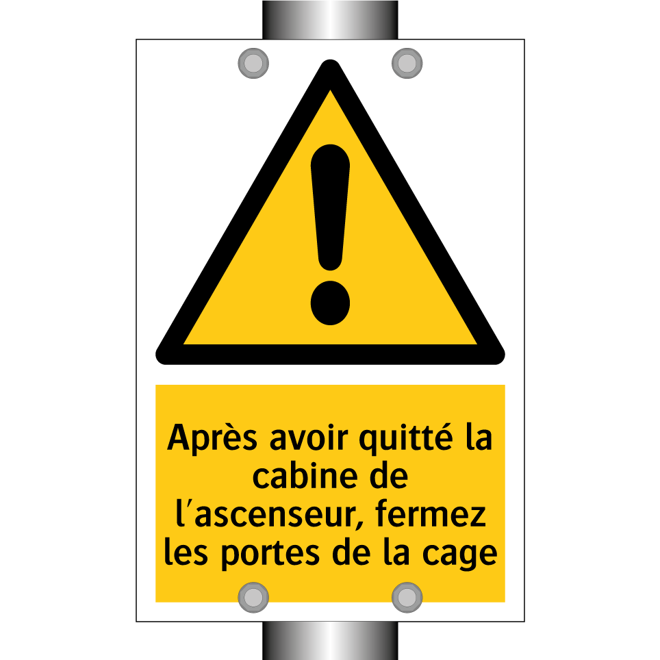 Après avoir quitté la cabine de l'ascenseur, fermez les portes de la cage