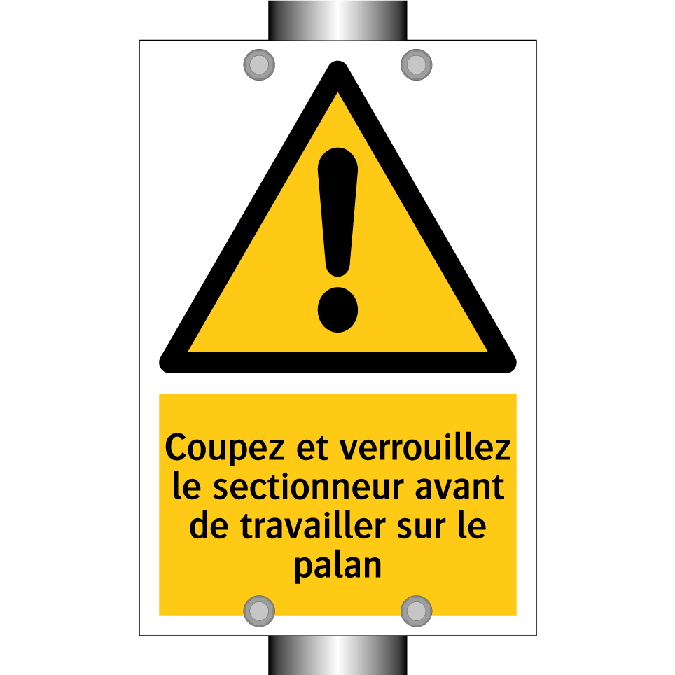 Coupez et verrouillez le sectionneur avant de travailler sur le palan