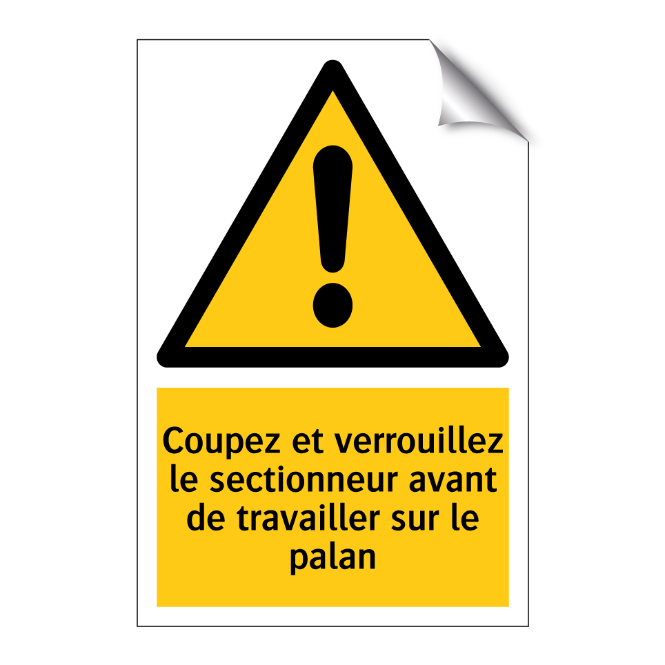 Coupez et verrouillez le sectionneur avant de travailler sur le palan