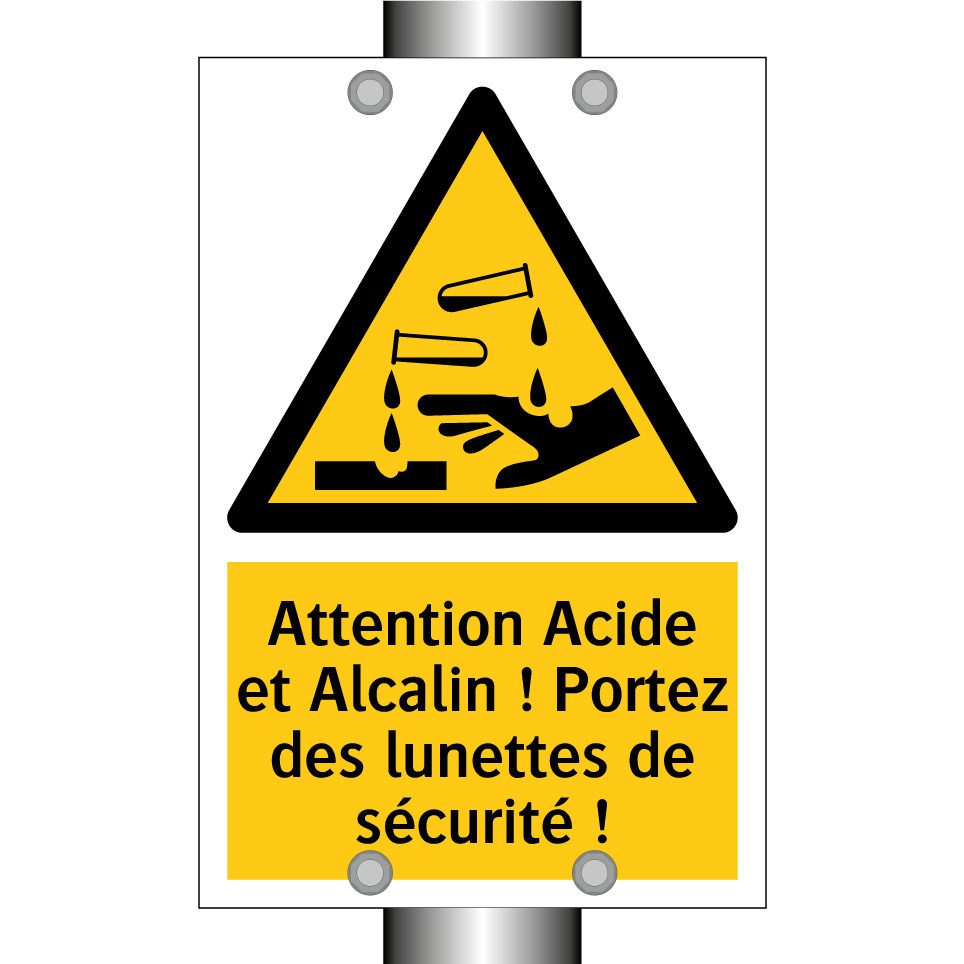 Attention Acide et Alcalin ! Portez des lunettes de sécurité !