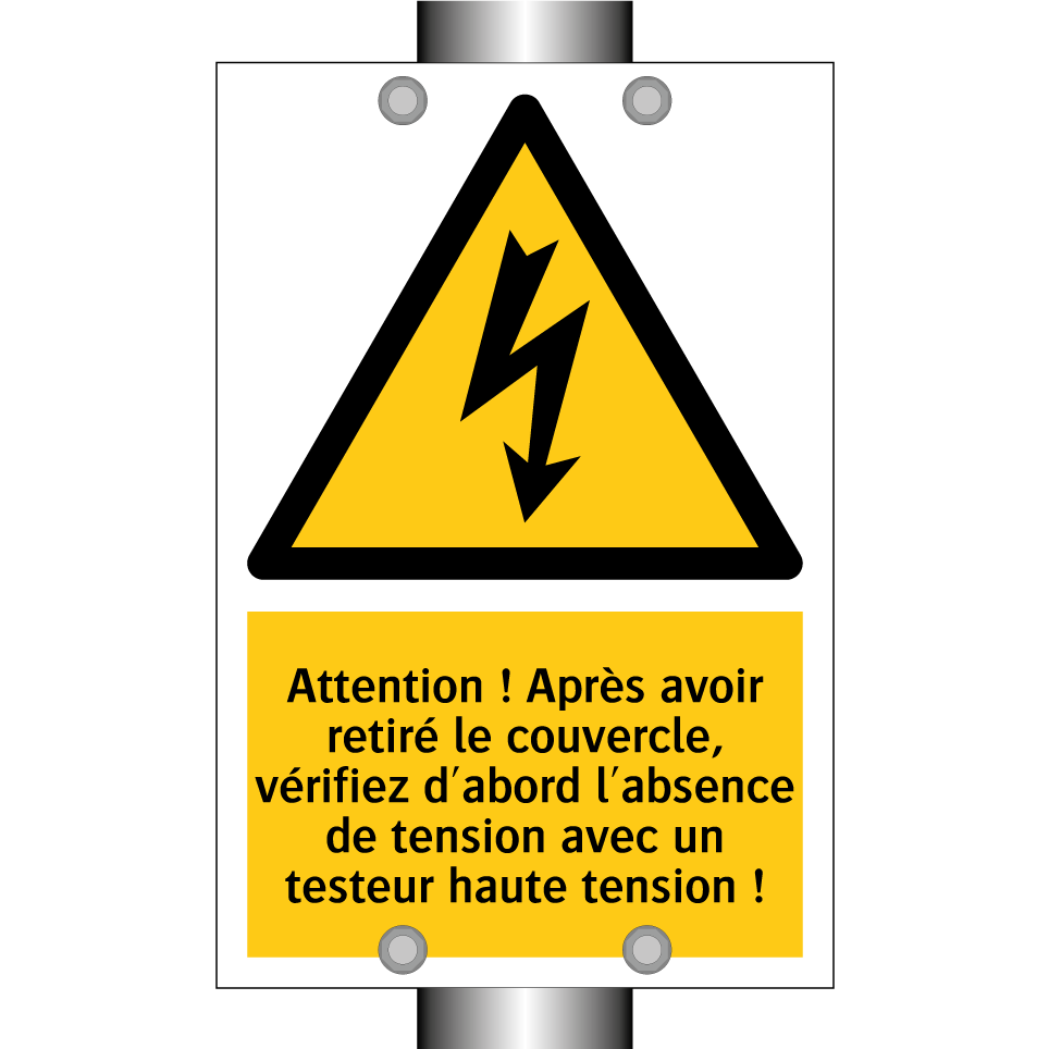 Attention ! Après avoir retiré le couvercle, vérifiez d'abord l'absence de tension avec un testeur haute tension !