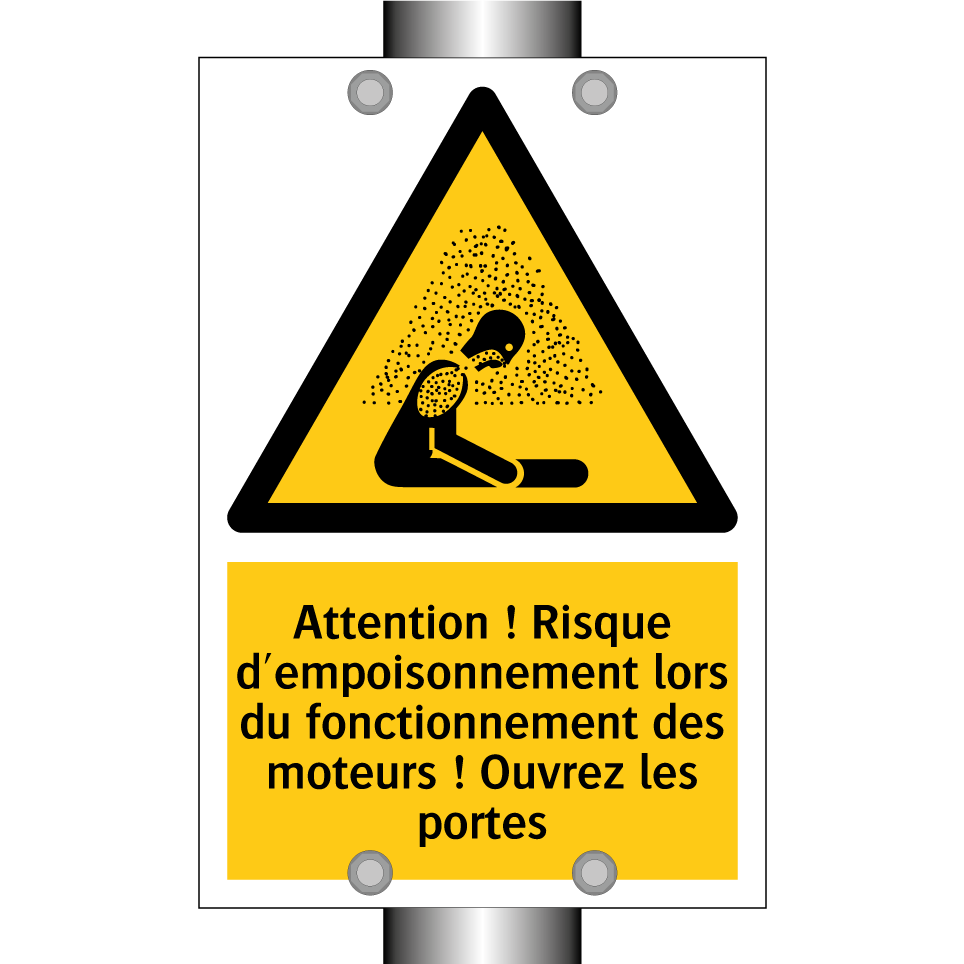 Attention ! Risque d'empoisonnement lors du fonctionnement des moteurs ! Ouvrez les portes