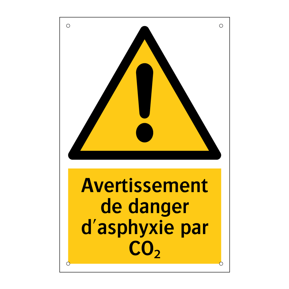 Avertissement de danger d'asphyxie par CO₂