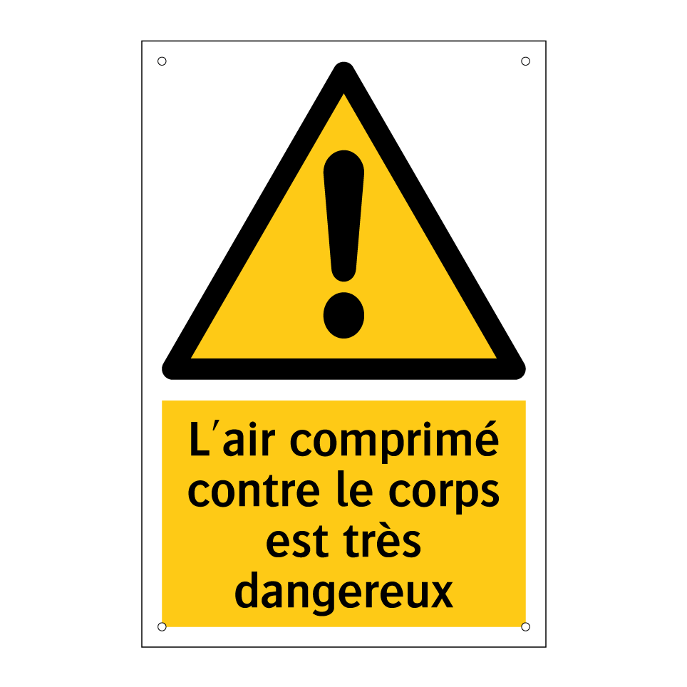 L'air comprimé contre le corps est très dangereux