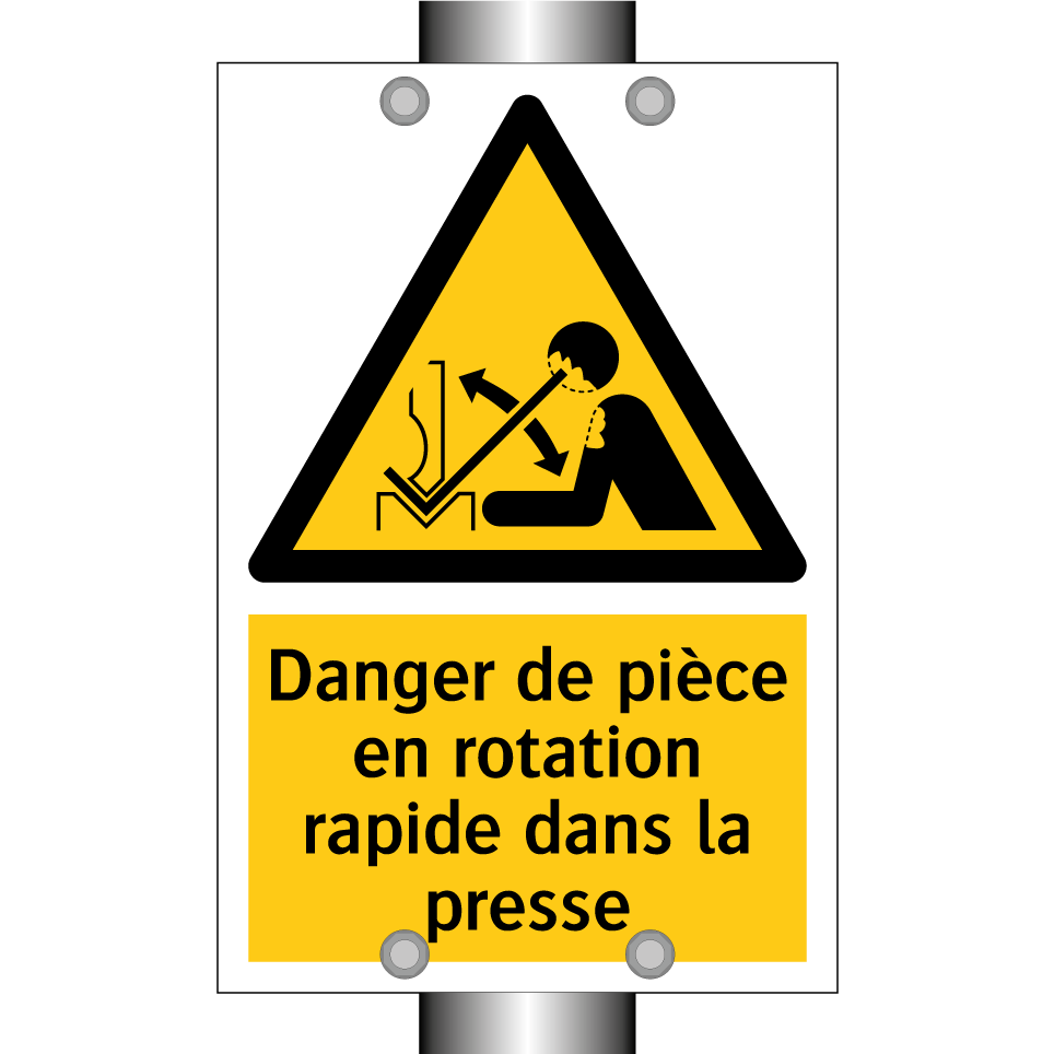 Danger de pièce en rotation rapide dans la presse