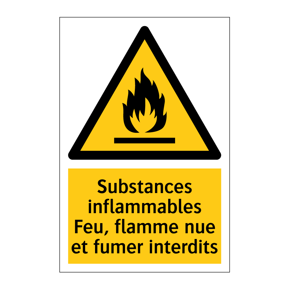 Substances inflammables Feu, flamme nue et fumer interdits