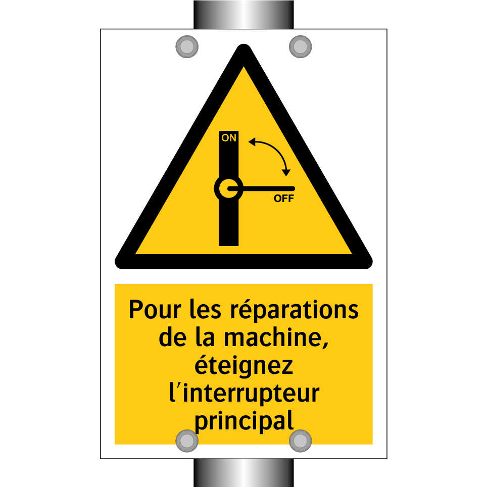 Pour les réparations de la machine, éteignez l'interrupteur principal