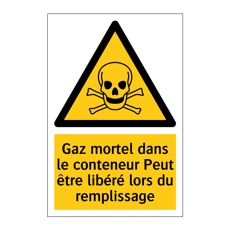 Gaz mortel dans le conteneur Peut être libéré lors du remplissage