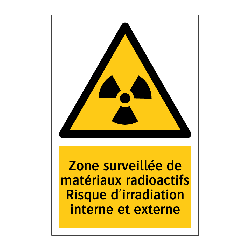 Zone surveillée de matériaux radioactifs Risque d'irradiation interne et externe