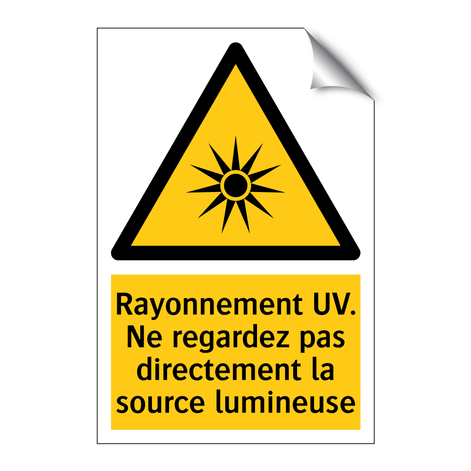Rayonnement UV. Ne regardez pas directement la source lumineuse