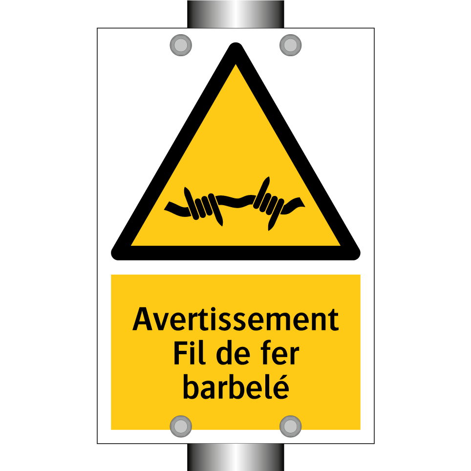 Avertissement Fil de fer barbelé