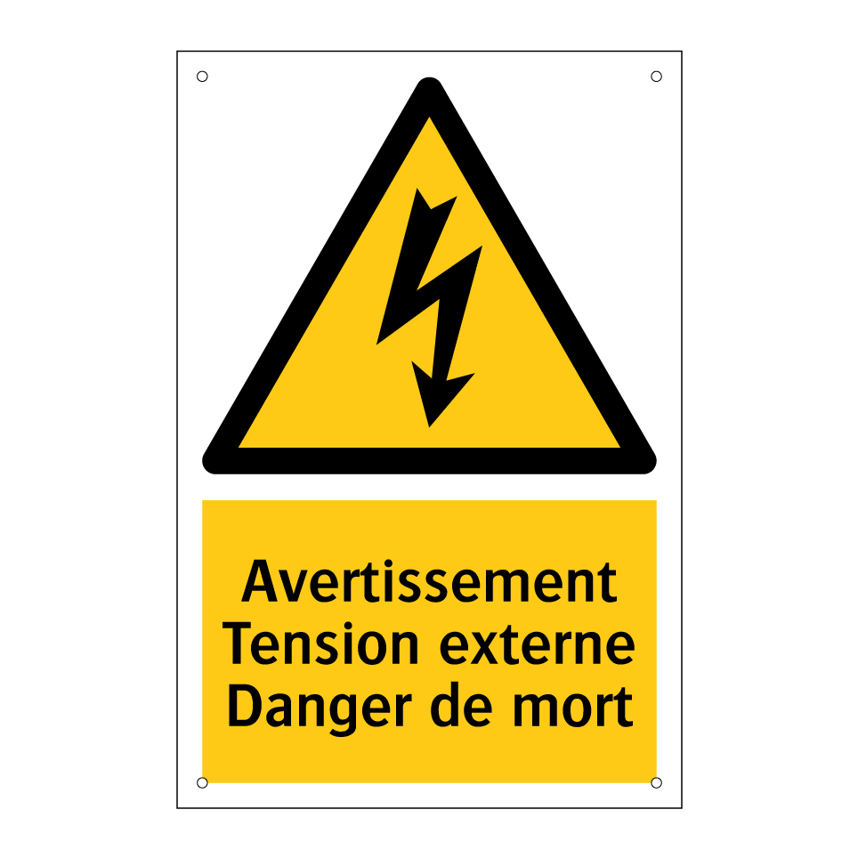 Avertissement Tension externe Danger de mort
