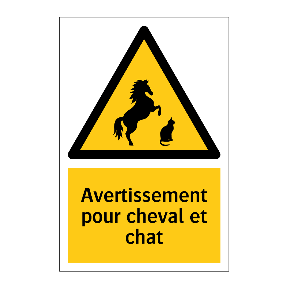 Avertissement pour cheval et chat
