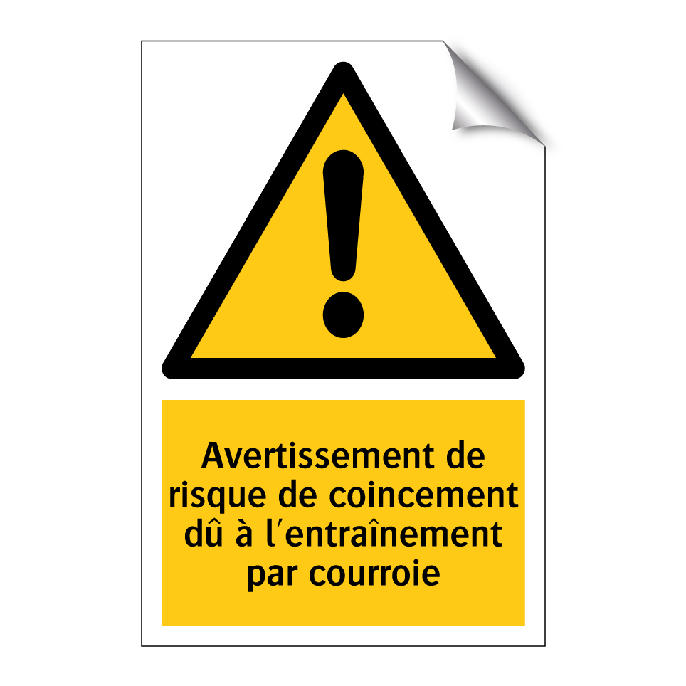 Avertissement de risque de coincement dû à l'entraînement par courroie