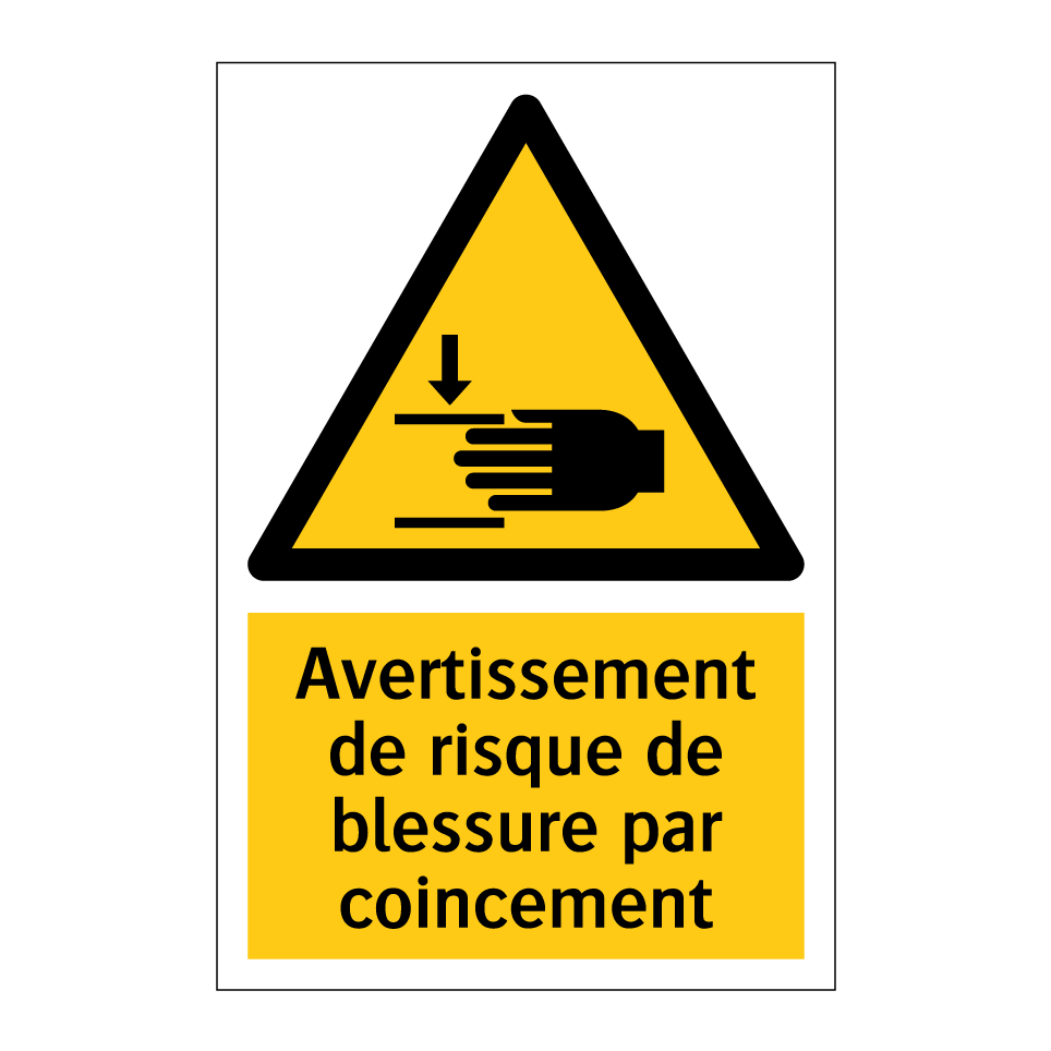 Avertissement de risque de blessure par coincement