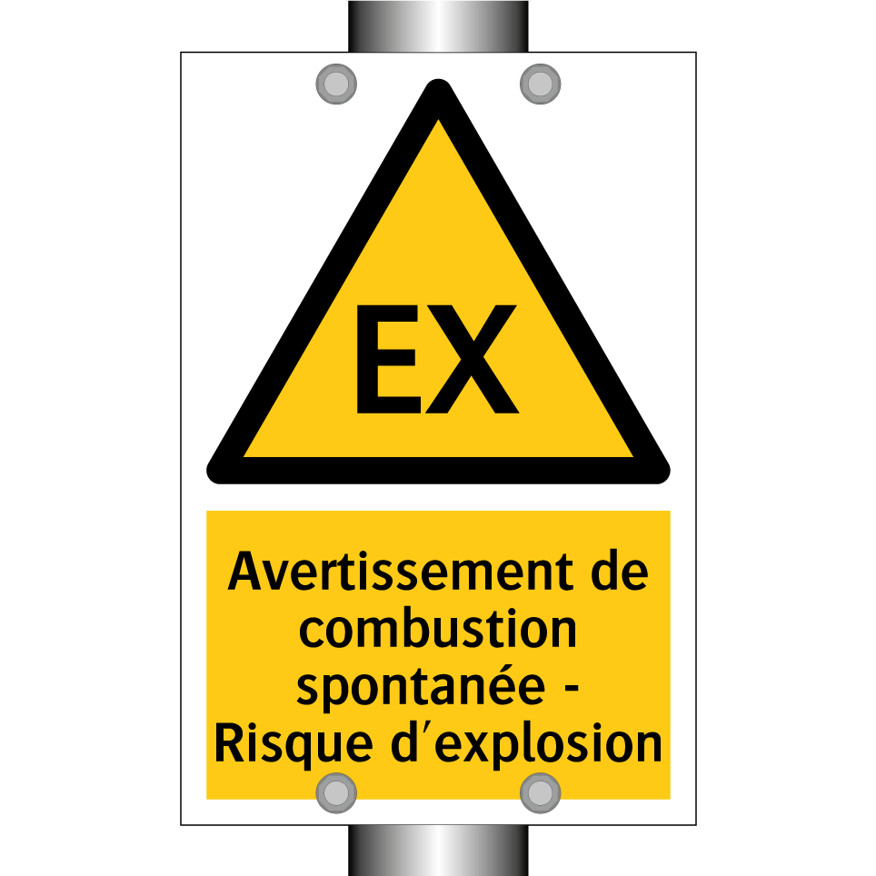 Avertissement de combustion spontanée - Risque d'explosion