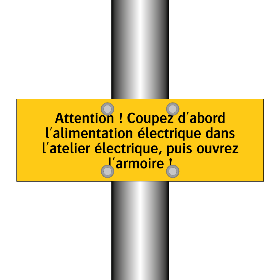 Attention ! Coupez d'abord l'alimentation électrique dans l'atelier électrique, puis ouvrez l'armoire !