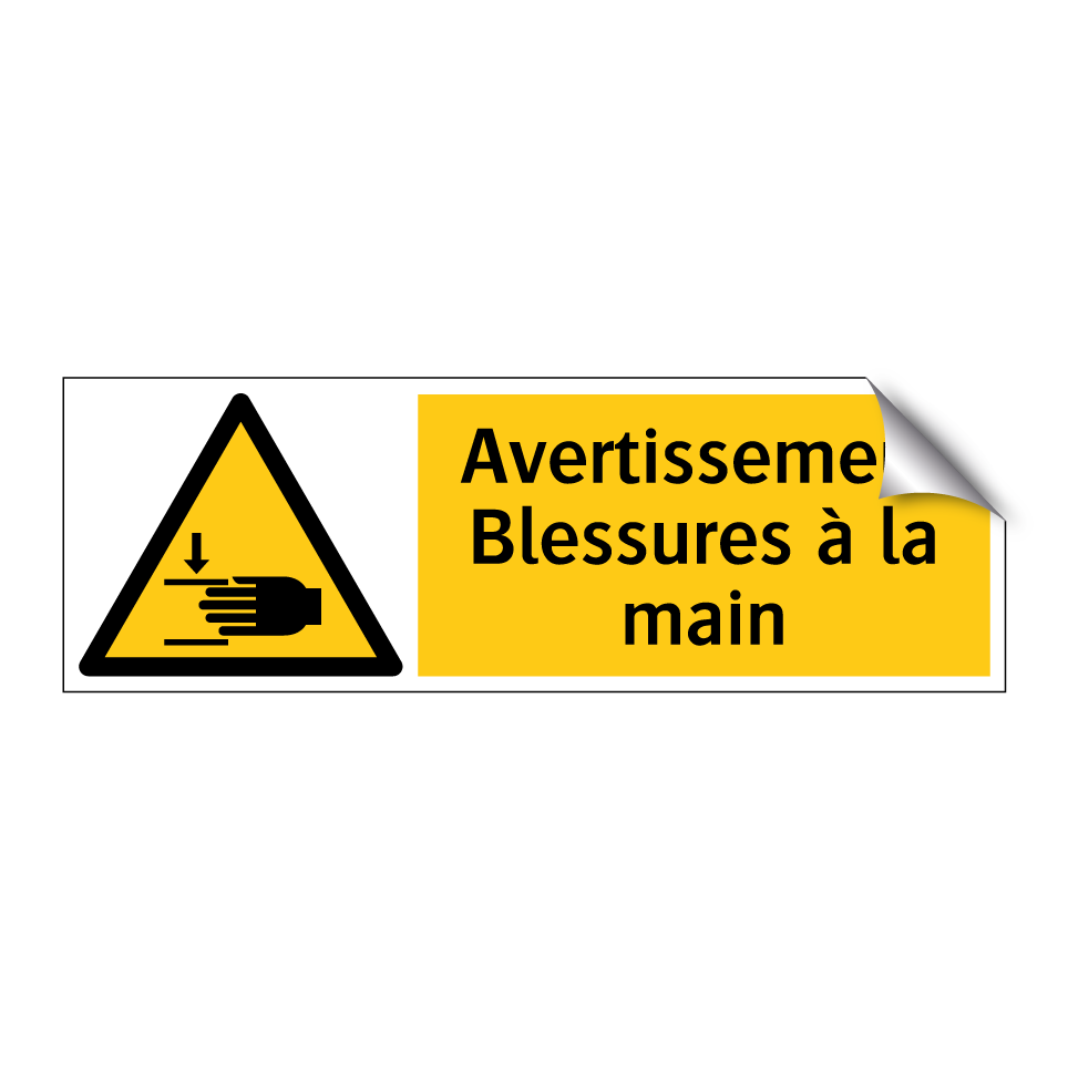Avertissement Blessures à la main
