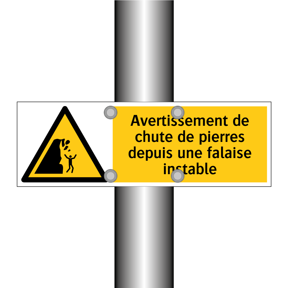 Avertissement de chute de pierres depuis une falaise instable