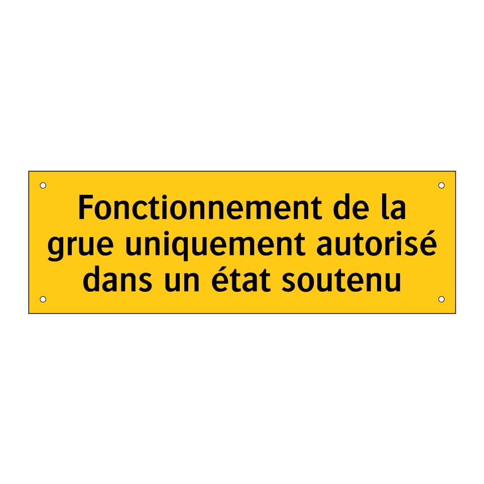 Fonctionnement de la grue uniquement autorisé dans un état soutenu
