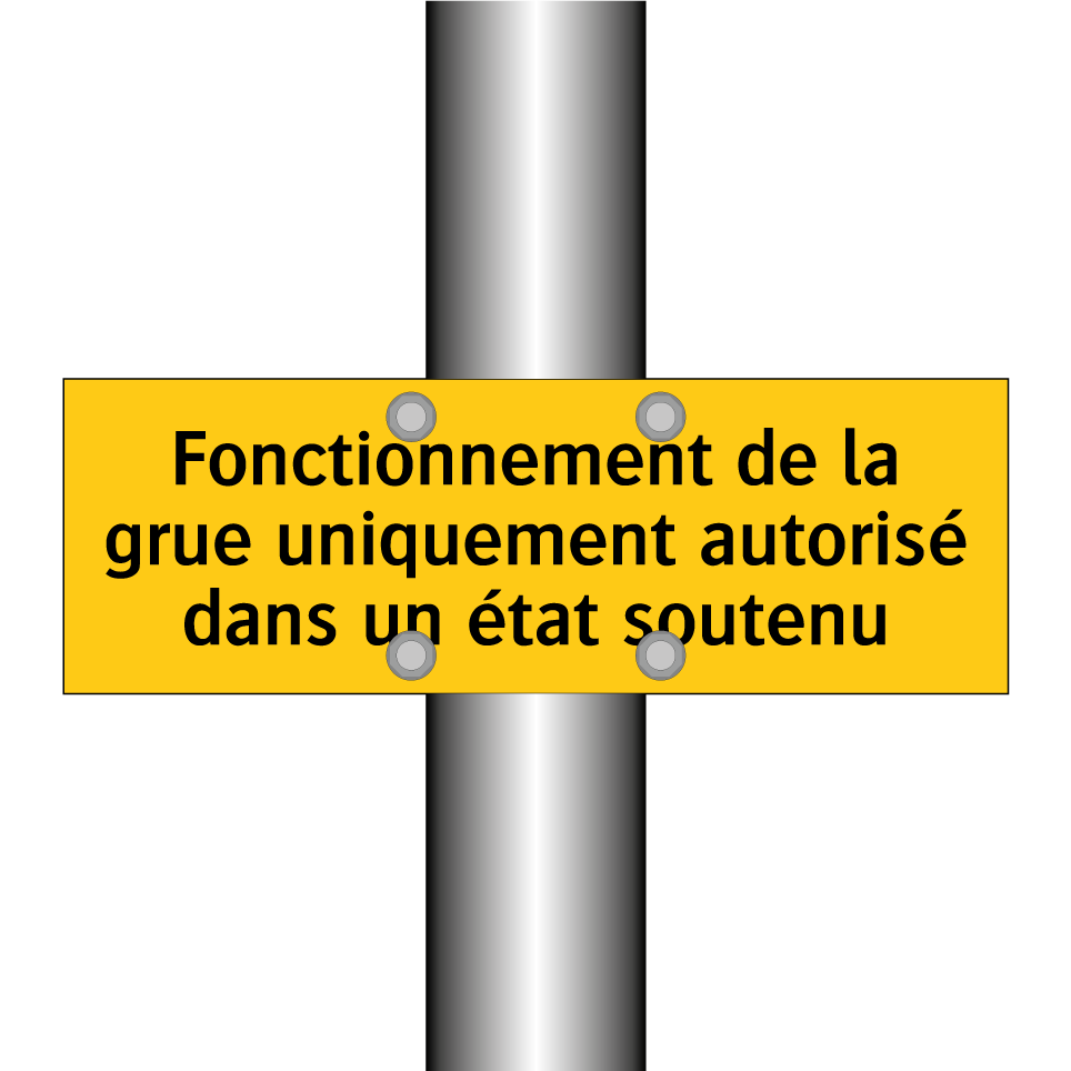 Fonctionnement de la grue uniquement autorisé dans un état soutenu
