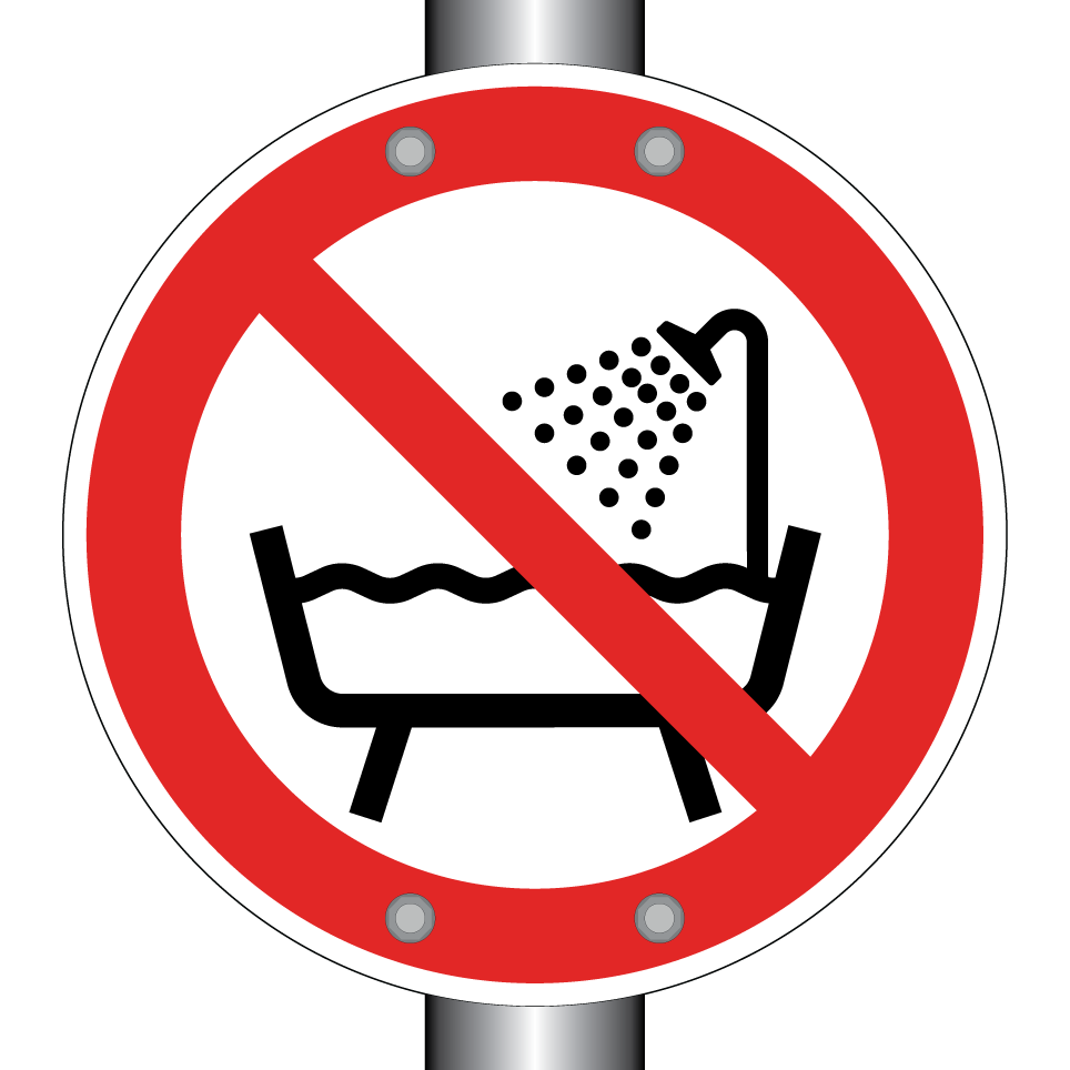 P026 Verbot, dieses Gerät in der Badewanne, Dusche oder über mit Wasser gefülltem Becken zu benutzen