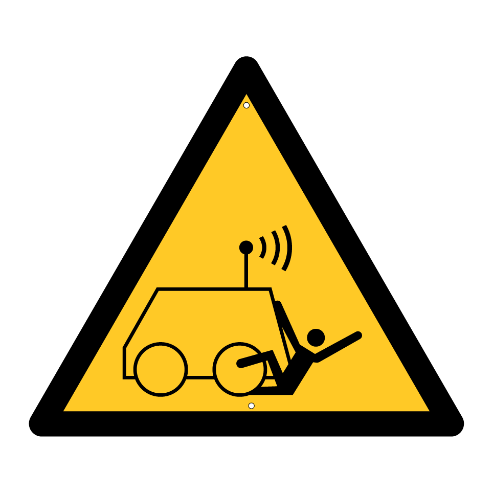W037 Avertissement Risque d'écrasement par une machine télécommandée