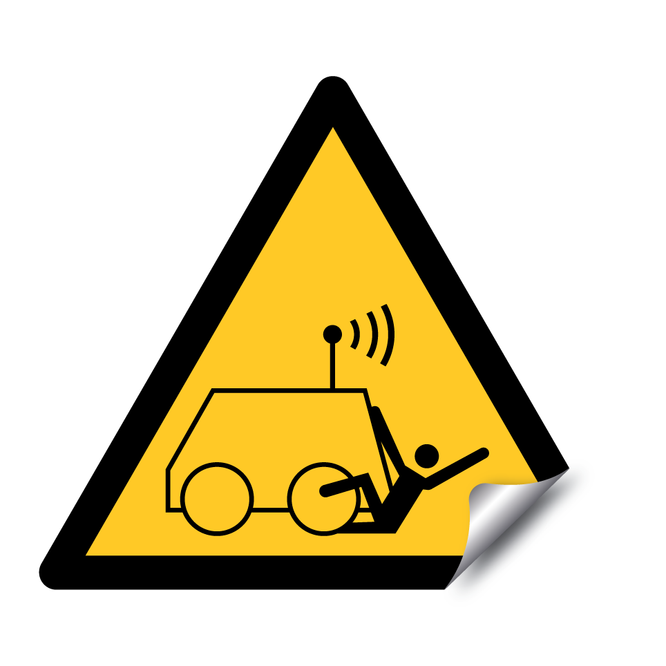 W037 Avertissement Risque d'écrasement par une machine télécommandée