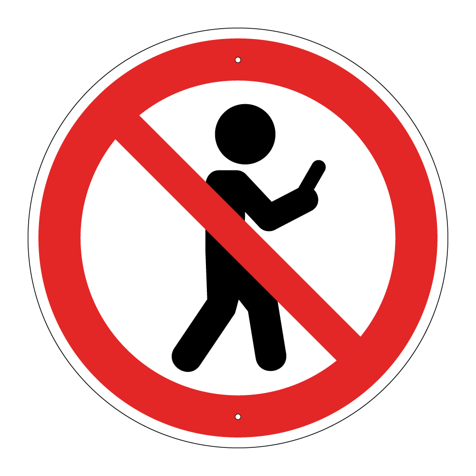 Kein Gehen während der Nutzung des Mobiltelefons