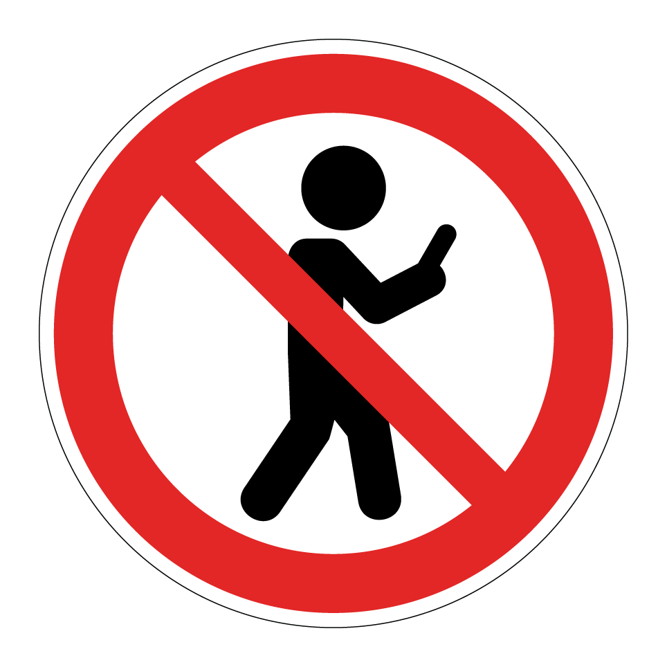 Kein Gehen während der Nutzung des Mobiltelefons