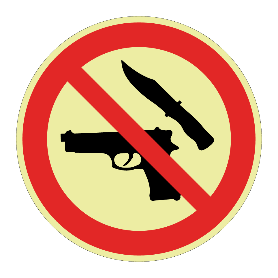 Keine Schusswaffen oder Messer