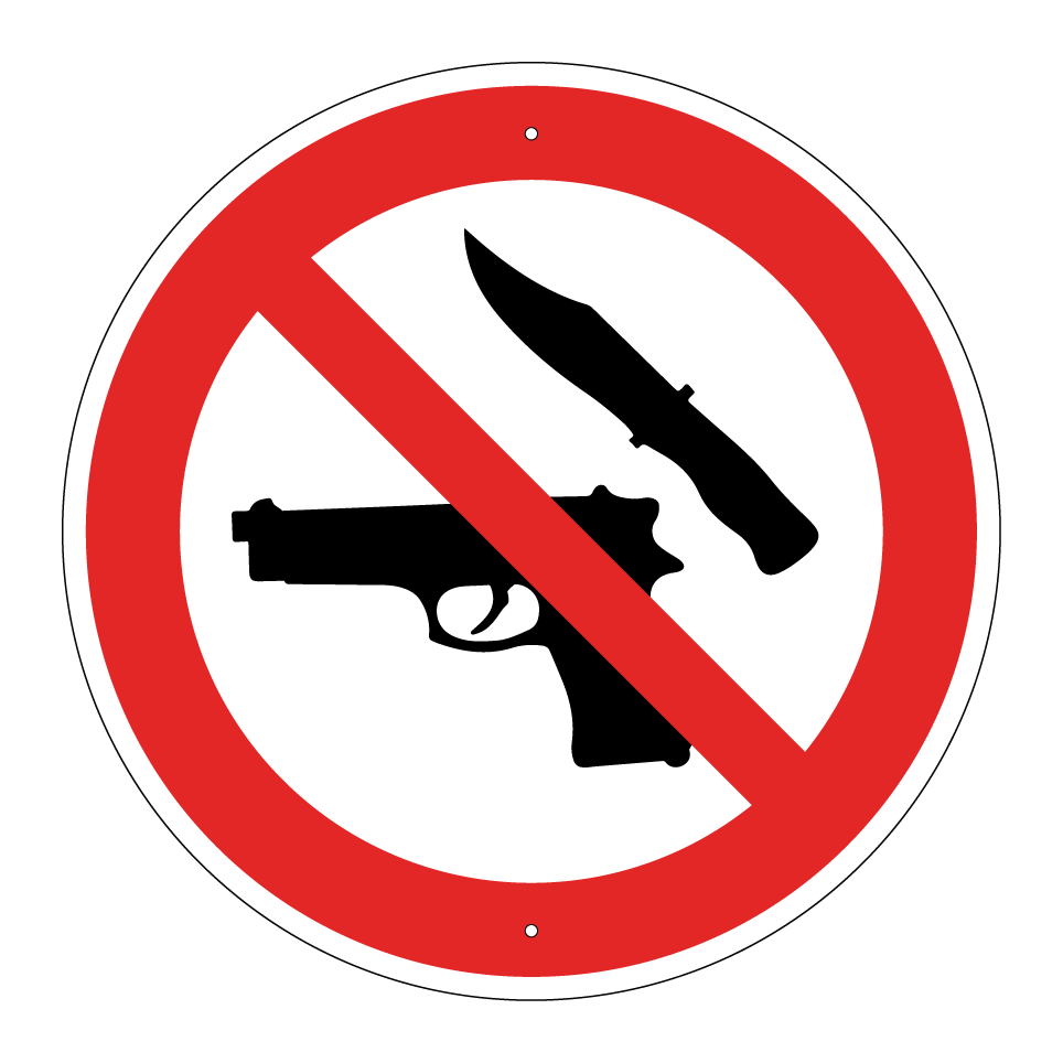 Keine Schusswaffen oder Messer