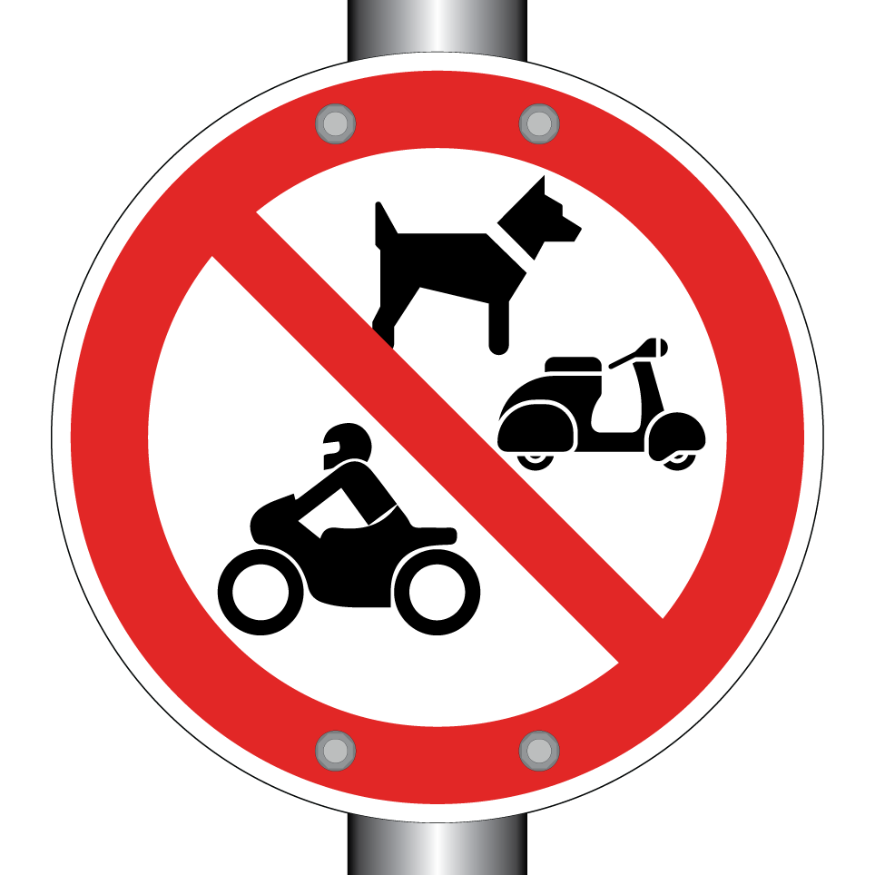 Keine Hunde, Motorräder oder Mopeds