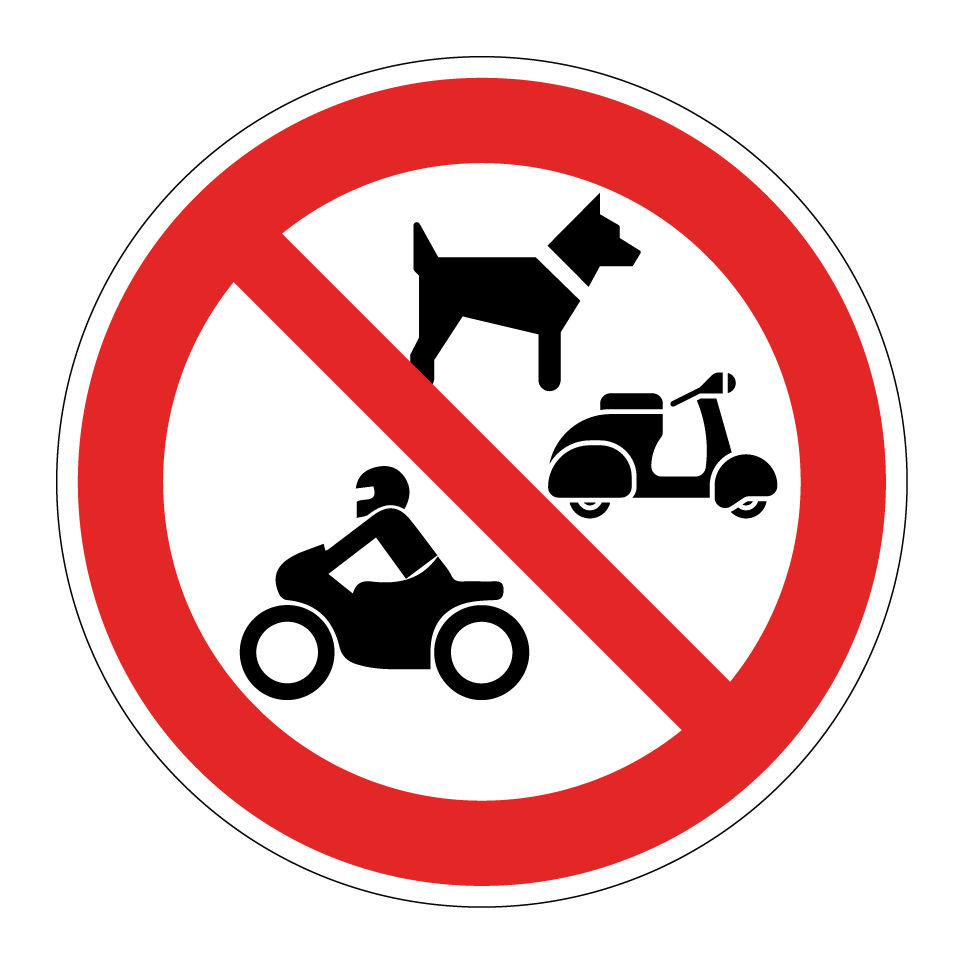 Keine Hunde, Motorräder oder Mopeds