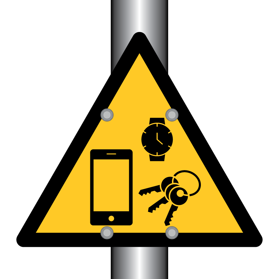 Warnung Magnetfeld - metallische Gegenstände entfernen