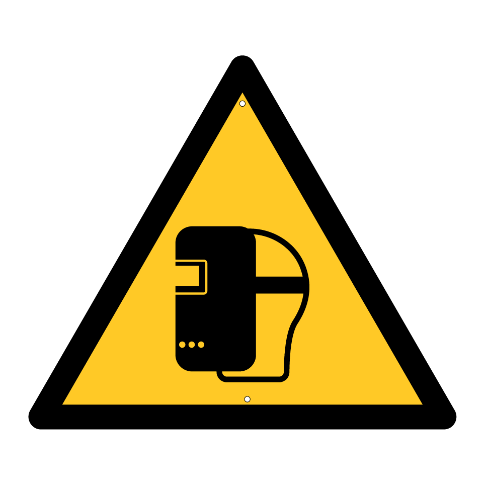 Warnung Schweißmaske erforderlich